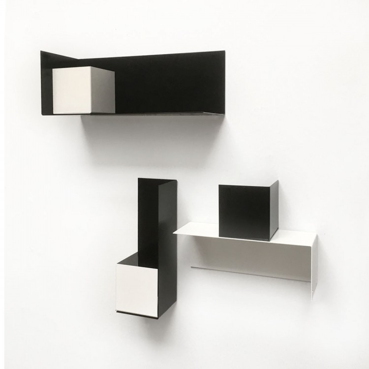 Groovy Magnets stainless steel magnetic shelf / black. No drill holes on ferrous undergrounds.