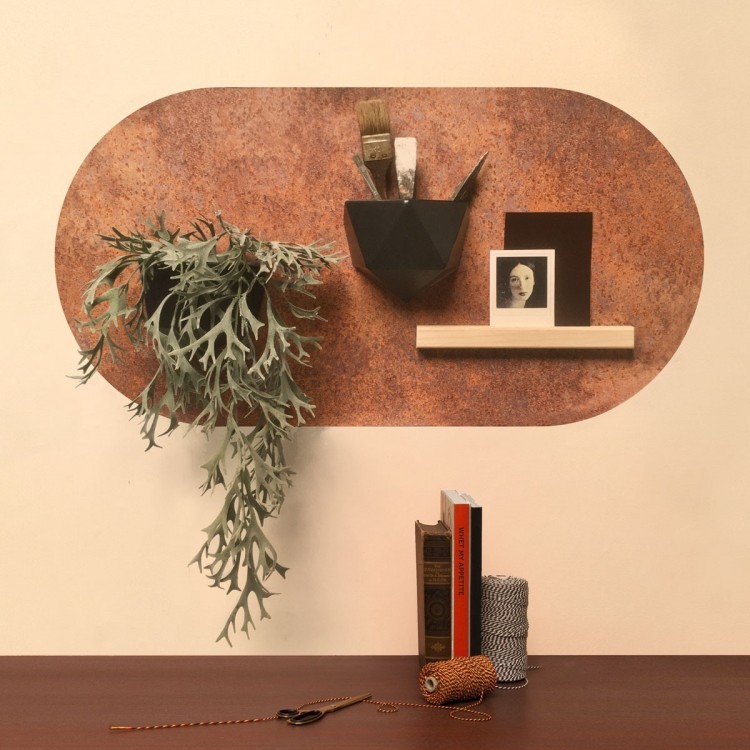 Ovale-shaped wall sticker by Groovy Magnets rusty brown
