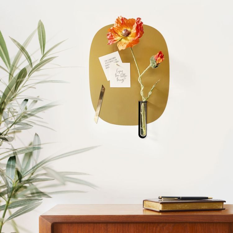 Startbox GOLD Groovy Magnete als Geschenkbox - Goldener magnetischer Wandsticker mit Blumenvase