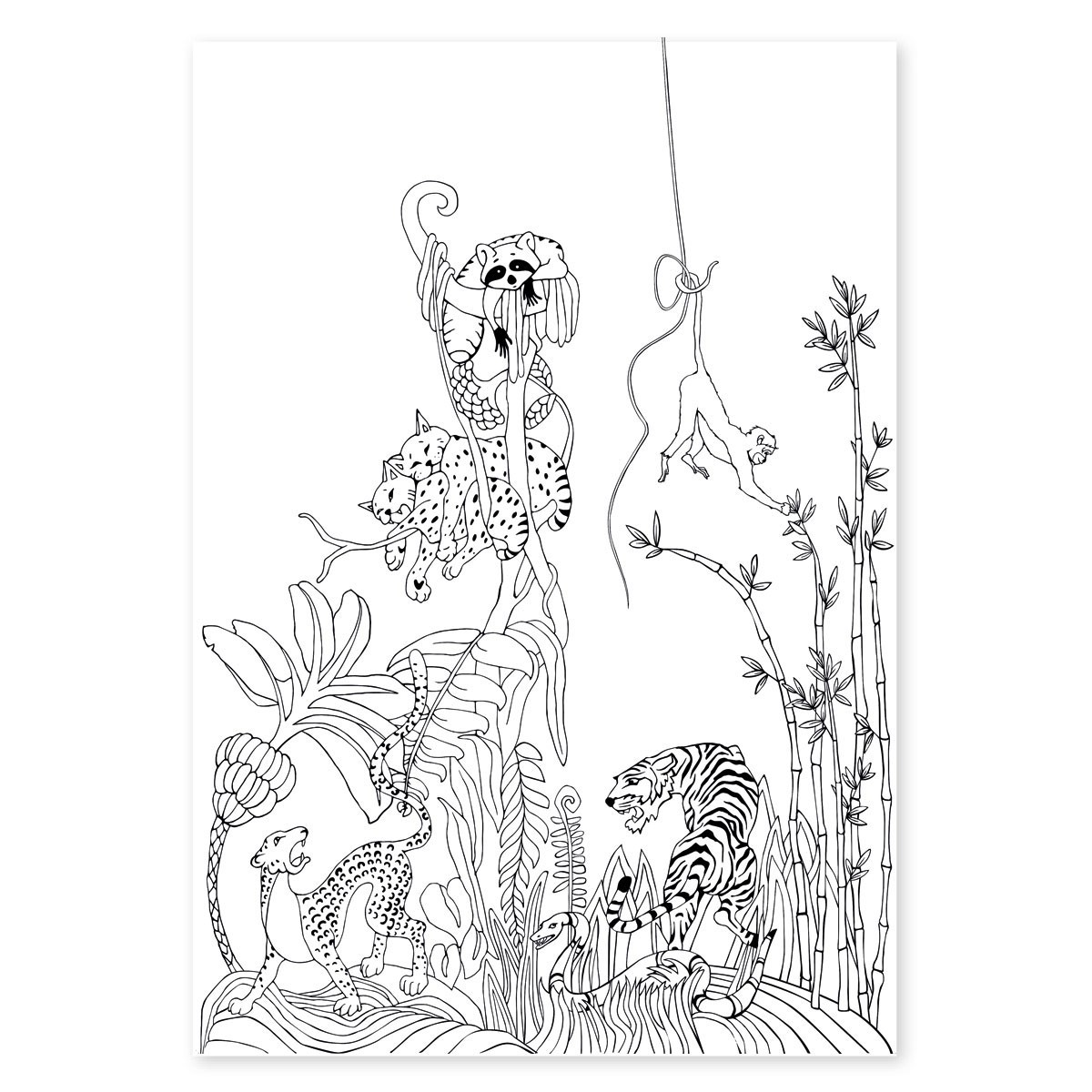 White magnetic wallpaper jungle print black / premium - for multi pencil -  Groovy Magnets