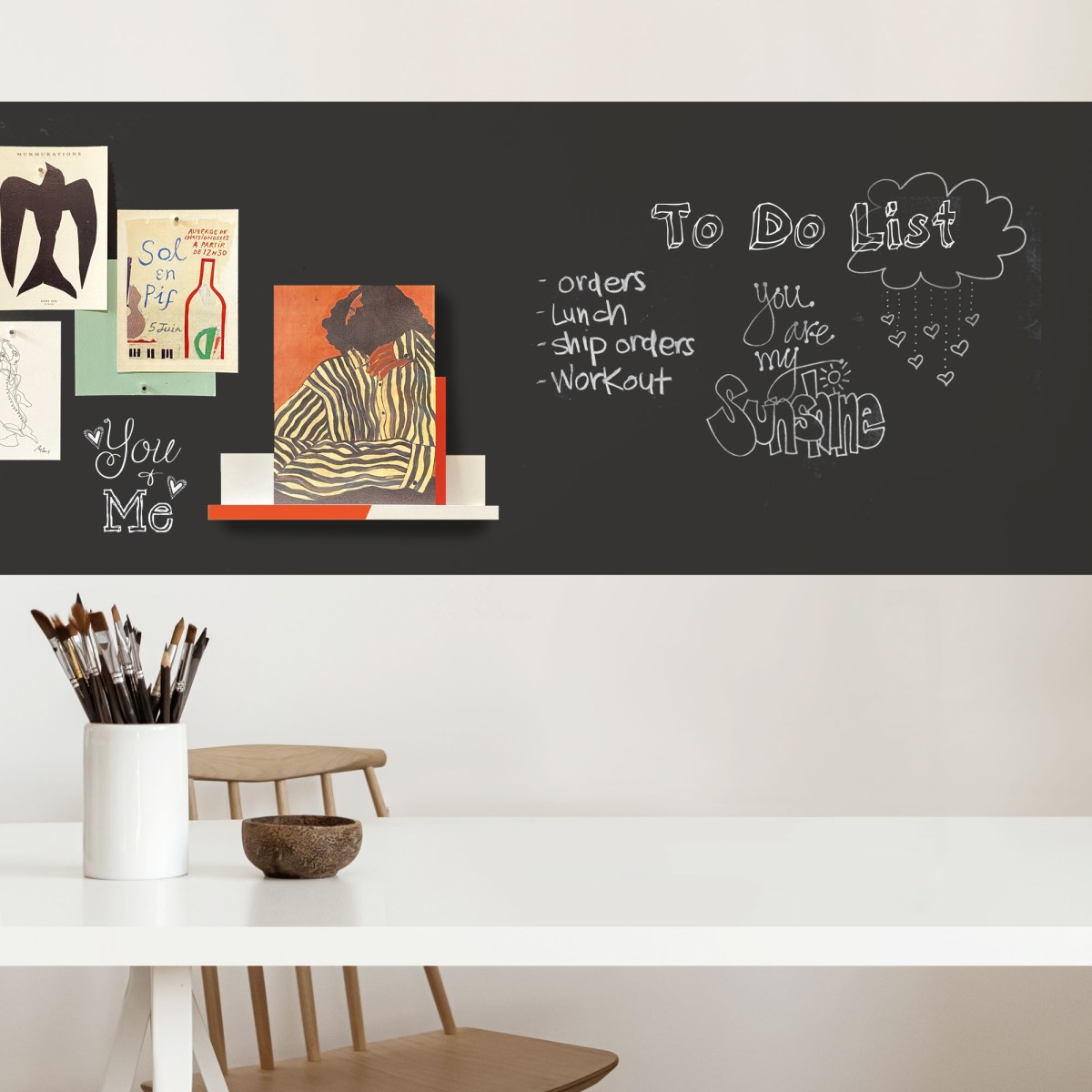 Chalkboard magnetic wallpaper by Groovy Magnets - easy to hang