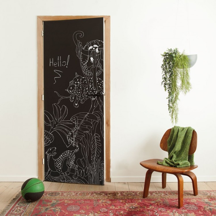 chalkboard magnetic wallpaper classic / jungle print white - for chalk - Groovy Magnets