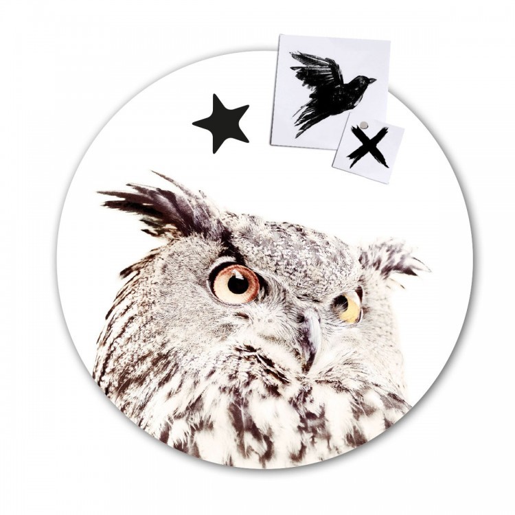 Sticker magnétique Hibou de Groovy Magnets - autocollant rond, sticker mural imprimé animal