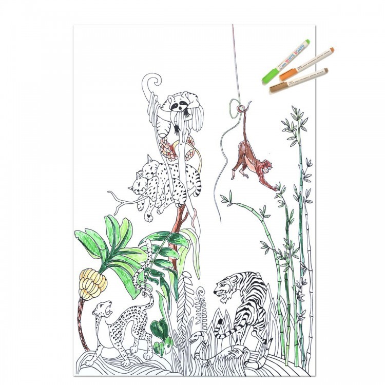 Poster magnétique / jungle (62x90 cm) - pour multi crayon &  marqueur tableau blanc - Groovy Magnets
