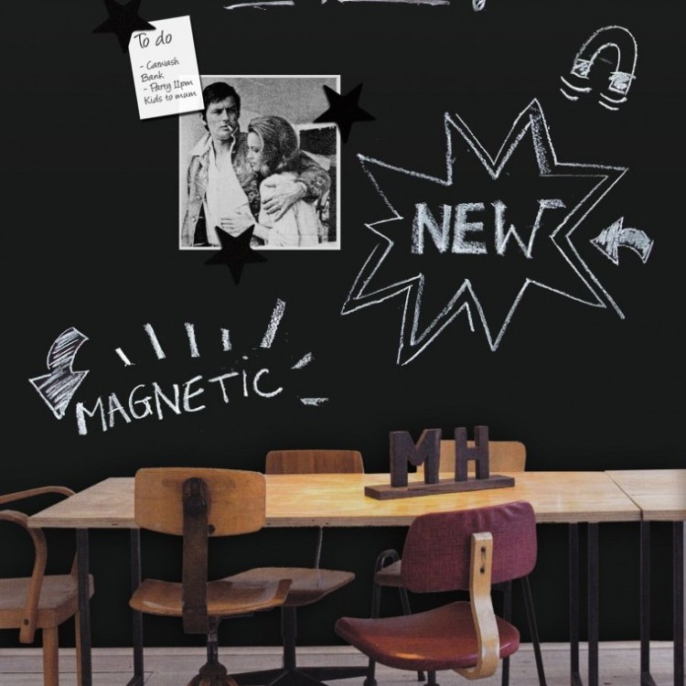 Chalkboard magnetic wallpaper by Groovy Magnets - easy to hang, writable with soft chalks!