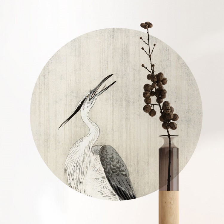 Magnetic wall sticker 'Heron in the rain' by Groovy Magnets - round adhesive wall sticker with print
