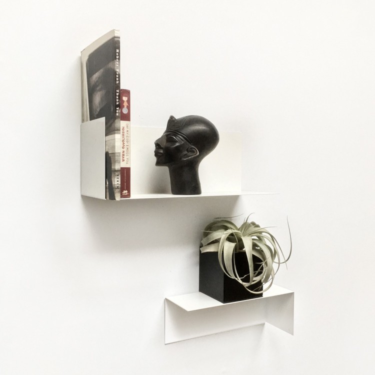 Groovy Magnets stainless steel magnetic shelf / white. No drill holes on ferrous undergrounds.
