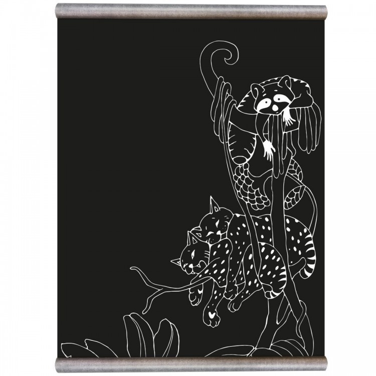 Krijtbord magneetbehang met witte jungle print: giraf | Groovy Magnets