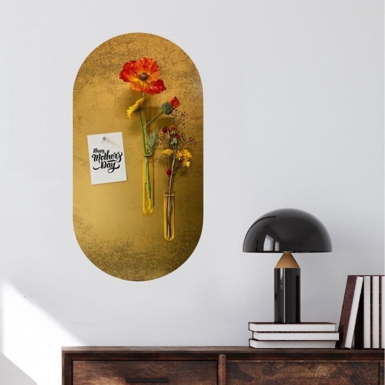 Magnetic oval shaped vintage golden wall sticker by Groovy Magnets ideal for doors