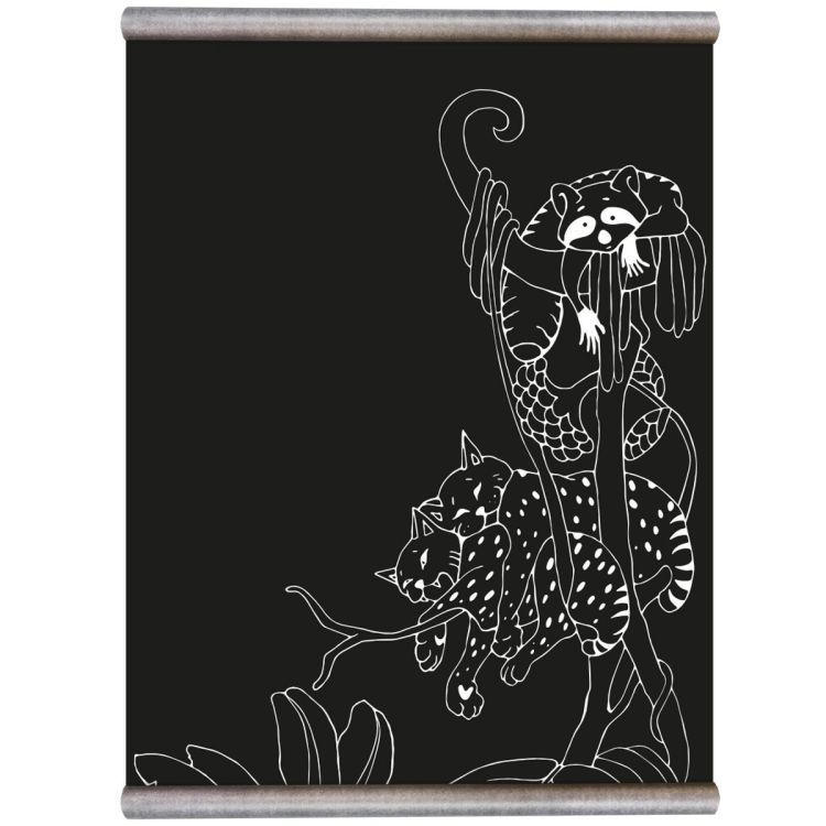 Papier peint magnétique tableau noir imprimé jungle blanc / classic - pour craies - Groovy Magnets