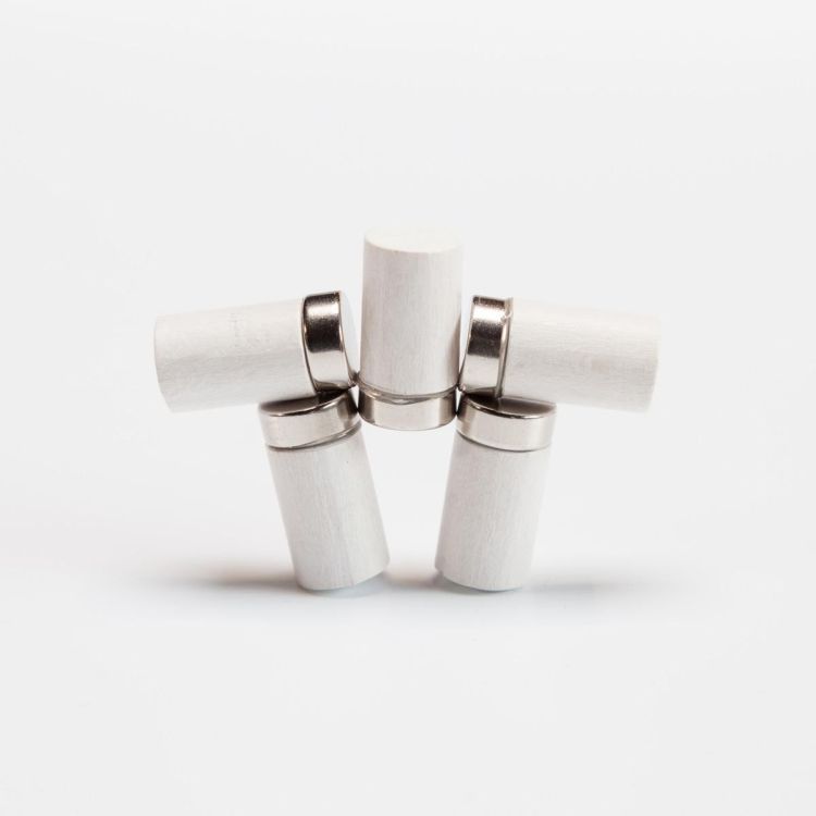 Elegante witte staafmagneten van Groovy Magnets in hout