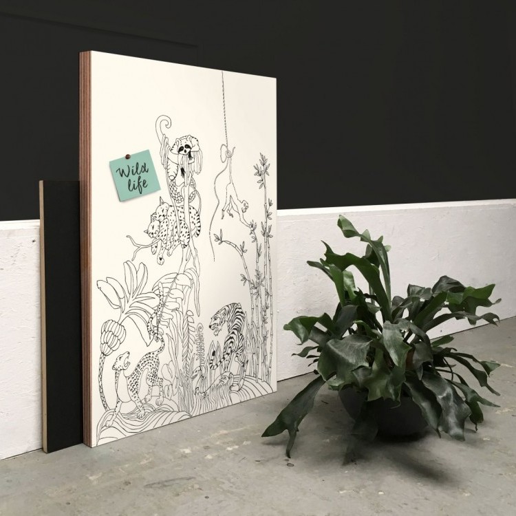 Magneetposter / jungle (62x90 cm) - voor multi potlood & whiteboard stiften - Groovy Magnets