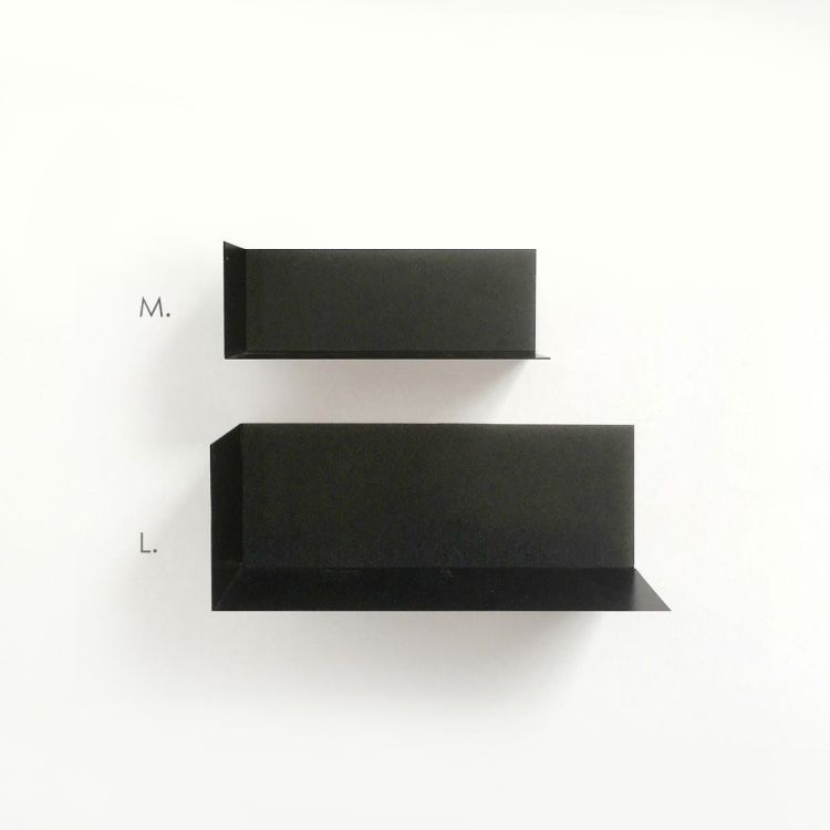 Groovy Magnets stainless steel magnetic shelf / black. No drill holes on ferrous undergrounds.