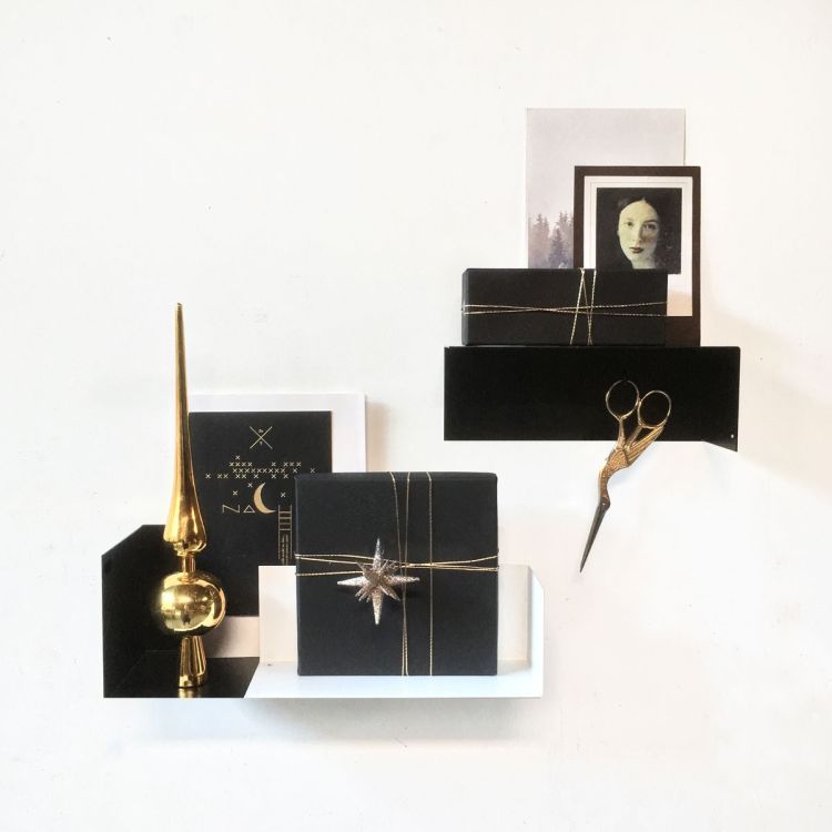 Groovy Magnets stainless steel magnetic shelf / black. No drill holes on ferrous undergrounds.