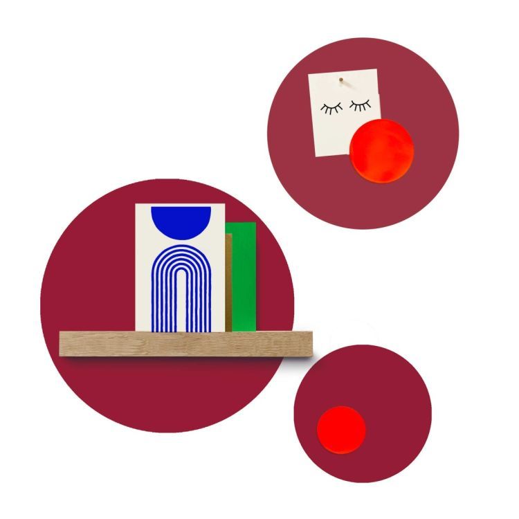 Stickers magnétiques burgundy de Groovy Magnets - autocollant rond, sticker mural