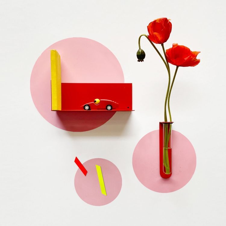 Stickers magnétiques en couleur rose de Groovy Magnets - autocollant rond, sticker mural