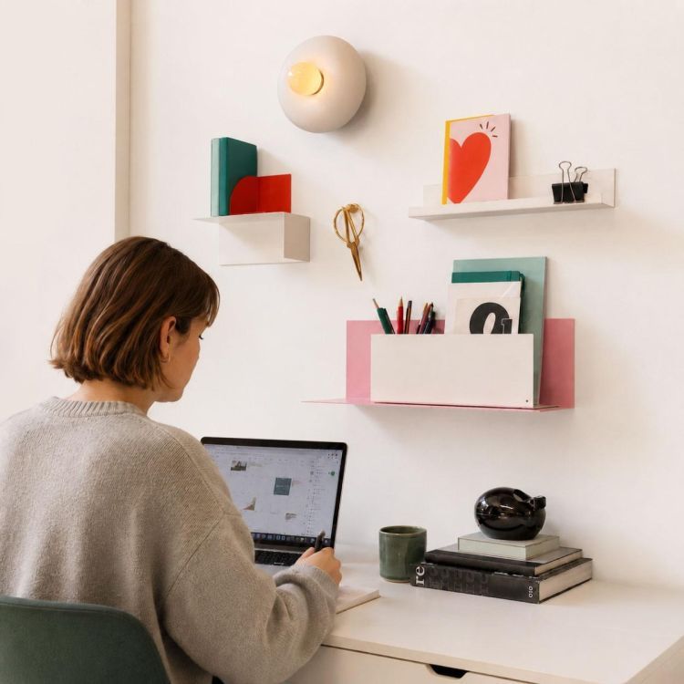 Groovy Magnets stainless steel magnetic shelf / white. No drilling to hang.