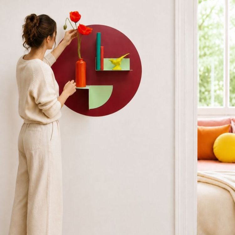 Magnetic wall sticker burgundy by Groovy Magnets - round adhesive interior sticker